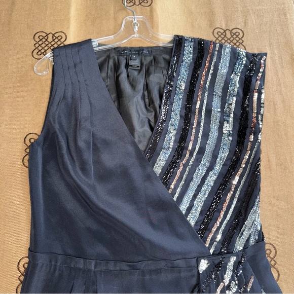 Marc By Marc Jacobs Sequin Silk Mini Dress In Black & Silver Size M - Picture 5 of 14